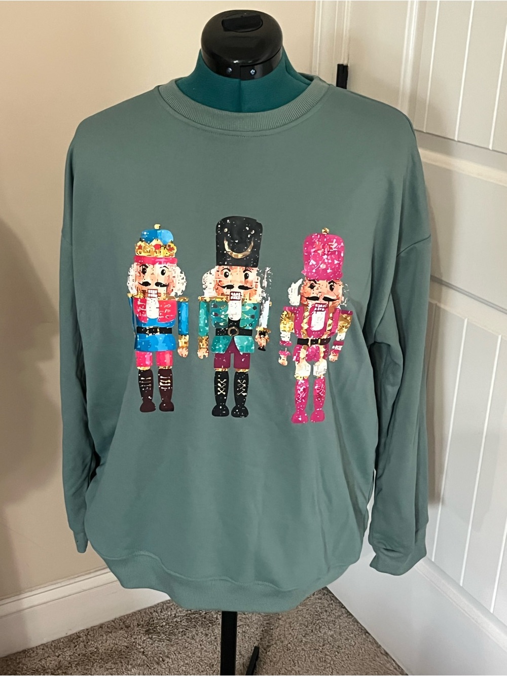 Women’s Nutcracker Sweatshirt - Sage Green - Picture 1 of 4
